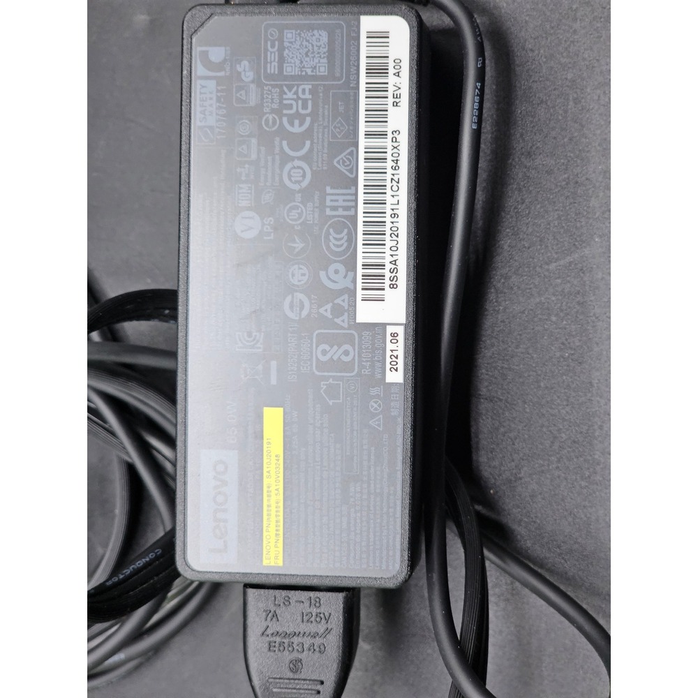 Lenovo 65W USB-C AC Adapter Charger SA10J20191 ADLX65YDC3A Black